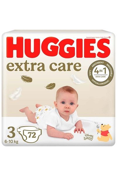 Huggies Extra Care 3 Diapers, 6-10 Kg, 72 Pcs