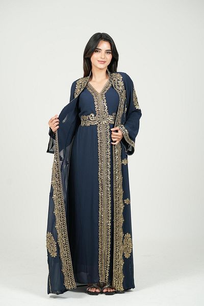 al bent al sharqieh قفطان مغربي شيفون قطعتين مع حزام على الخسر women kaftan dress