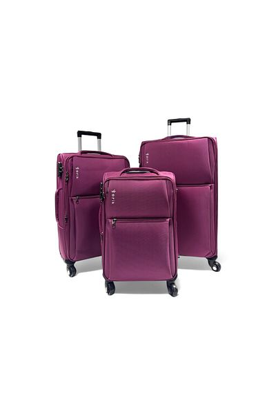 Rorik Set de 3 cărucioare textile, dimensiuni mici 55x37x20 cm, mărime mare 69x43x25 cm, lungime 80x47x28 cm, roți pivotante la 360°, violet