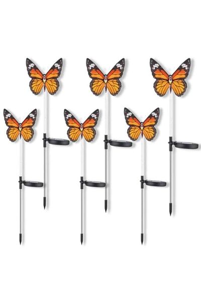 HOZRO Set 6 Lampi Solare HOZRO, Rezistente la Apa, cu Lumina LED in Forma de Fluture, Ideale pentru Gradin