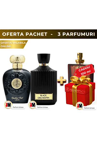 lattafa Opulent Oud + Black Orchestra + Parfum Cadou