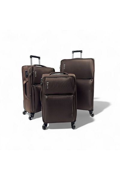Rorik Set Of 3 Textile Trolleys, S 55x37x20 Cm, M 69x43x25 Cm, L 80x47x28 Cm, 360° Wheels, Brown