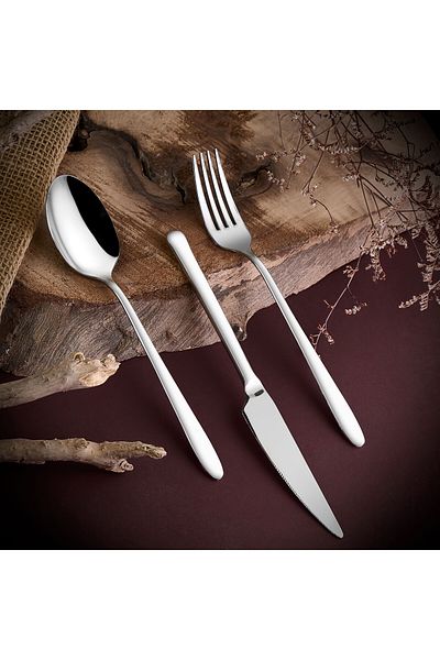 Dilay Set Fork, Spoon Napoli 60 Pieces (18-10 Quality, Stainless Steel, Thickness 3mm)
