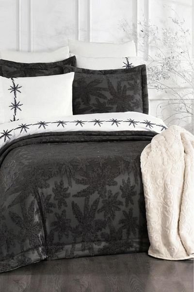 Çeyiz Diyarı Jasmin 10 Piece Dowry Set with Blanket Anthracite