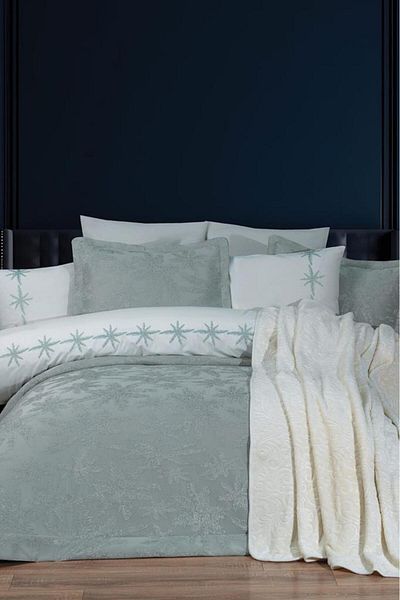 Çeyiz Diyarı Jasmin 10 Piece Dowry Set with Blanket Sage