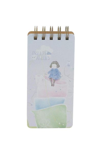 Roco Dream Valley Memo Notebook – "Girl and Cup", 5.9" x 2.7", 109 Pages, White