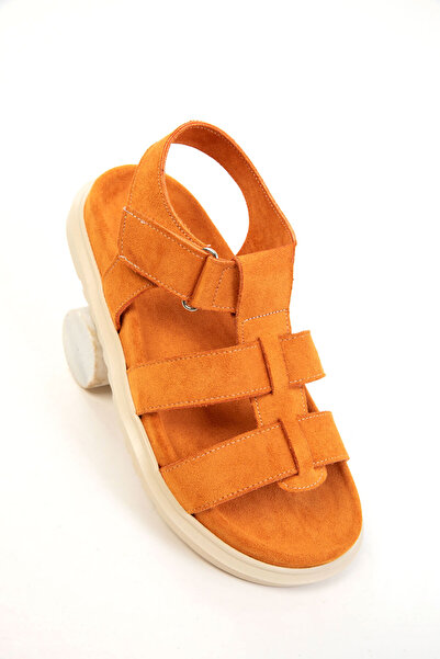 SOHO Oranžové semišové dámské sandály 20695