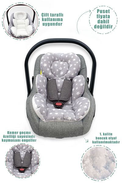 mordesign Orthopedic Stroller Cushion with Lumbar Support, Double Sided Stars Series, Gray Color