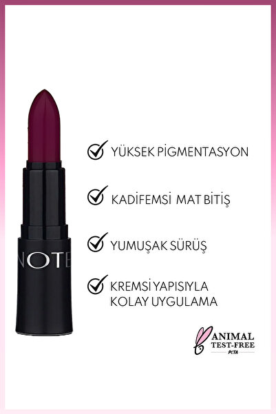 NOTE Mattemoist Lipstick Mat Bitişli Ruj 308 Brand - Koyu Mor