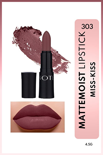 NOTE Mattemoist Lipstick Mat Bitişli Ruj 303 Miss Kiss - Koyu Nude