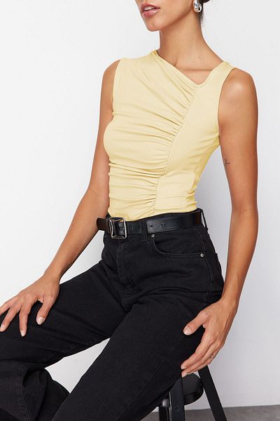 Edit by Trendyol Light Yellow Slim Knitted Blouse Tedss24Bz00013