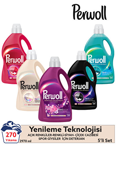 Perwoll Set Detergent Lichid 4X2,97L + 2,75L – Culoare Neagră Floral Deschis ...