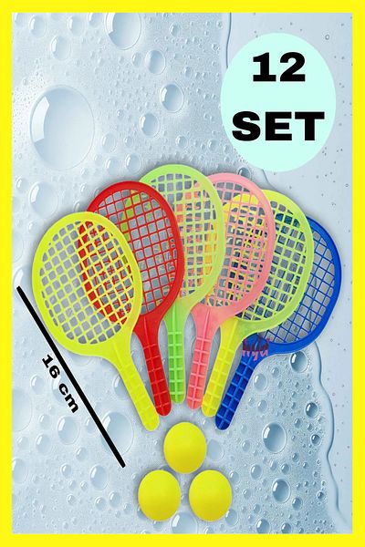 Hyd Set of 12 Toy Plastic Racket Karne Gift Birthday Gift 16 cm Mini Size Tennis Racket