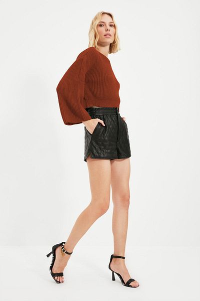 Trendyol Collection Tile Crop Spanish Sleeve Knitwear Sweater Twoaw20Kz0743