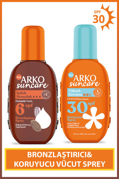 ARKO Suncare Spf6 Bronzlaştırıcı Yağ 220ml & Spf30 Yüksek Korumalı Vücut Güne...