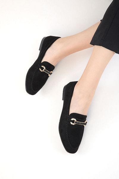 SOHO Black Suede Women's Loafer Shoes 20693