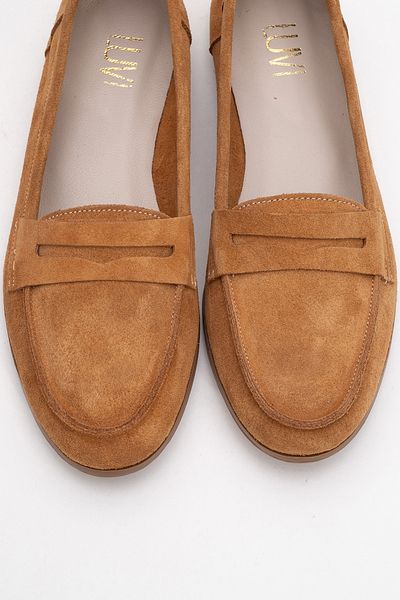 LuviShoes F02 Кафяви велурени дамски мокасини от естествена кожа