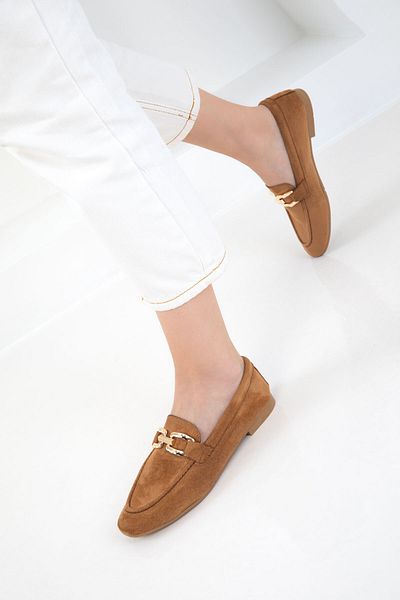 SOHO Tan Suede Women's Loafer Shoes 20691