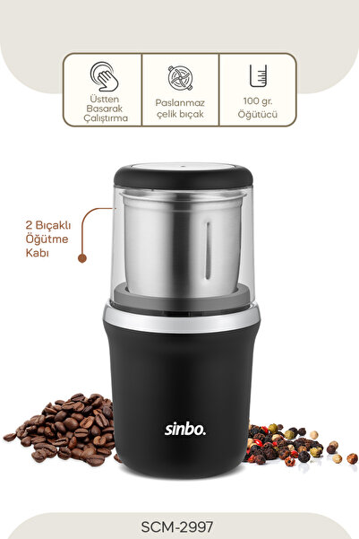 Sinbo SCM-2997 KAHVE-BAHARAT ÖĞÜTÜCÜ KROM