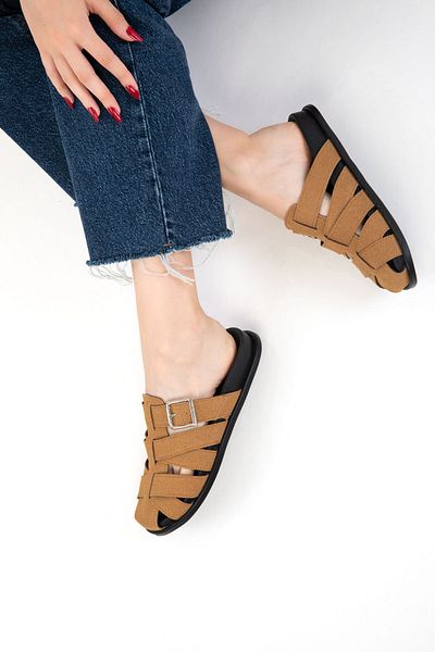 SOHO Γυναικείες παντόφλες Camel Suede 20700