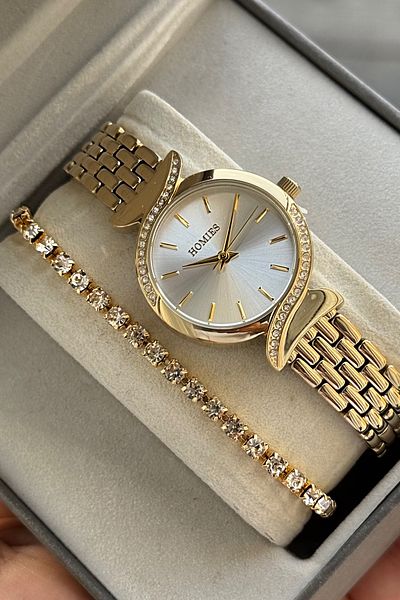 Homies Women's Wristwatch with Original Gift Box and Bracelet Gift.Hmblv98