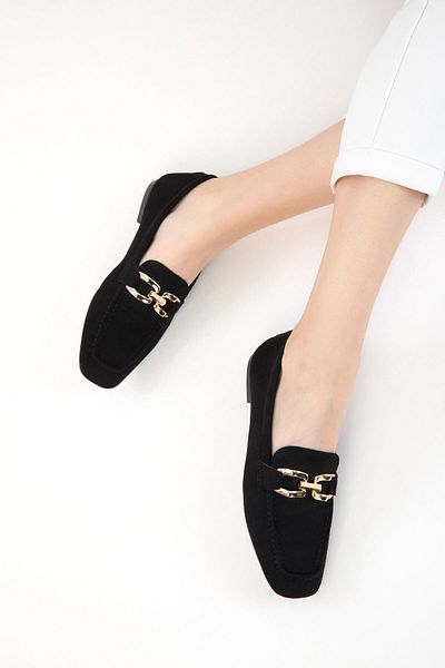 SOHO Black Suede Women's Loafer Shoes 20691