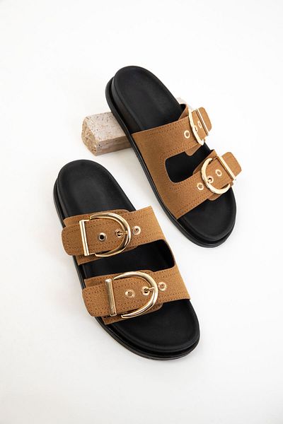 SOHO Γυναικείες παντόφλες Camel Suede 20621