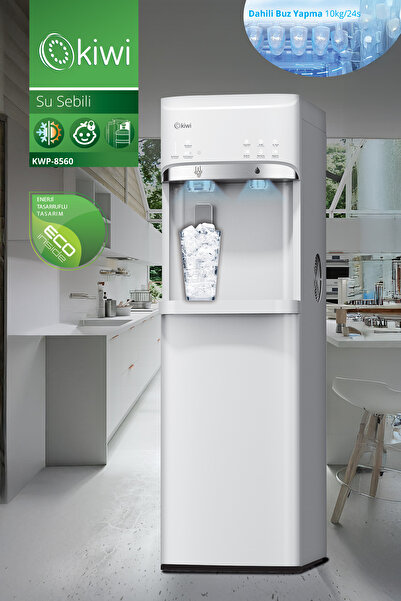 Kiwi Kwp-8560 Dahili Buz Makineli Dijital Göstergeli Paslanmaz Çelik Su Sebili