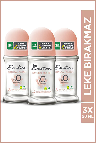 Emotion Natural Bloom Kadın Vegan Roll On 3x50ml Leke Bırakmaz