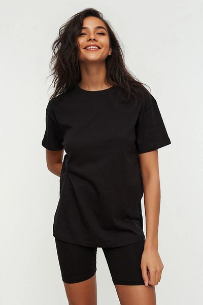 Trendyol Collection Black 100% Cotton Knitted Pajama Set with Shorts/Tights Thmss20Pt0397