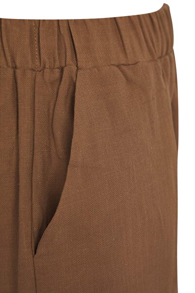 Trendyol Curve Καφέ με κορδόνια υφαντό μπλουζάκι μεγάλου μεγέθους & σορτς κάτω - Σετ TBBSS25CP00028