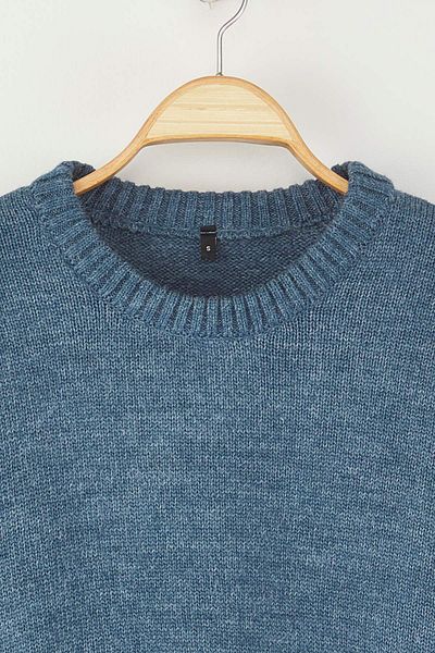 Trendyol Collection Pulover tricotat cu decolteu lat Indigo TWOAW25KZ00168