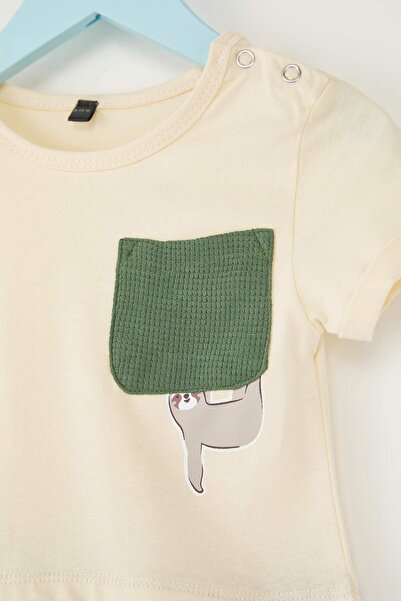 TRENDYOLKIDS Taş chlapeček Bavlněný pletený overal s texturou TKDSS25TU00021