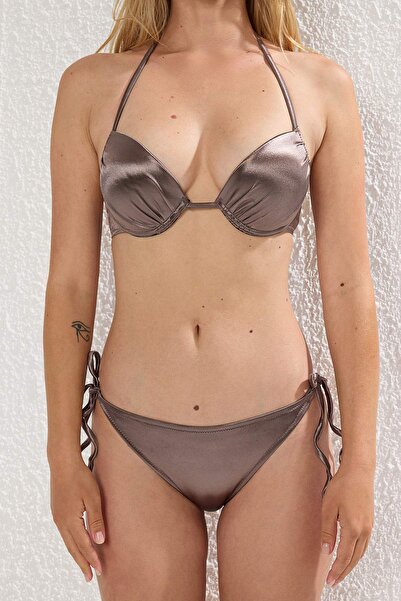 Trendyol Collection Mink Balconette Low Waist Regular Bikini Set Tbess25Bt00180
