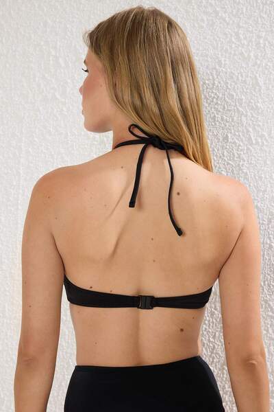 Trendyol Collection Black Balconette Halter Bikini Top Tbess25Bu00068