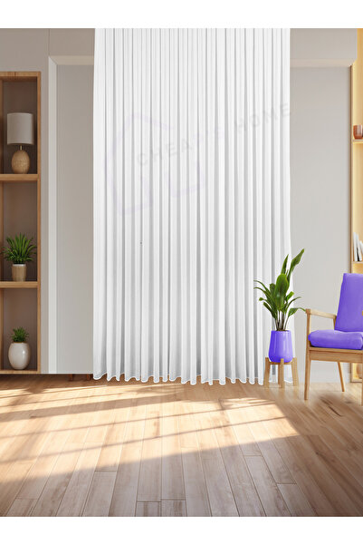 cheap's home Bambu Şantuk Simli Kırışmaz, Ütü İstemez, Sık Pile (1/3) Yüksek Kaliteli Tül Perde - Petek Üstü