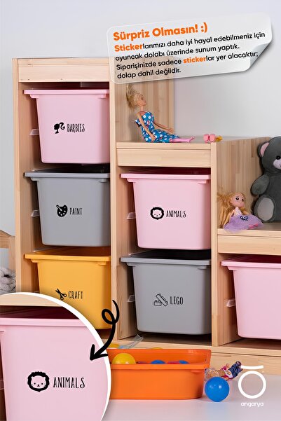 Bunny Decor Oyuncak Dolabı Kategori Etiketi, Organizer Etiketi Şeffaf Etiket