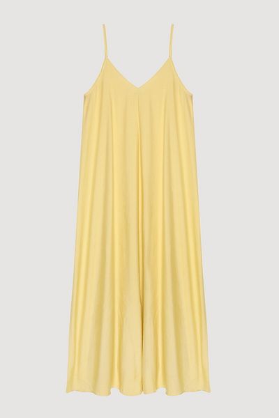 Quzu Collar Draped Dress Yellow