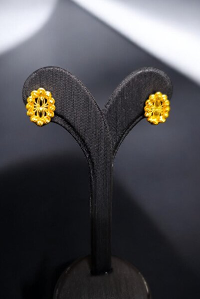 BEYZA DERELİ TAKI AKSESUAR 22 Ayar Fiziki Altın Kaplama Klipsli Dorikalı Yuvarlak Küpe