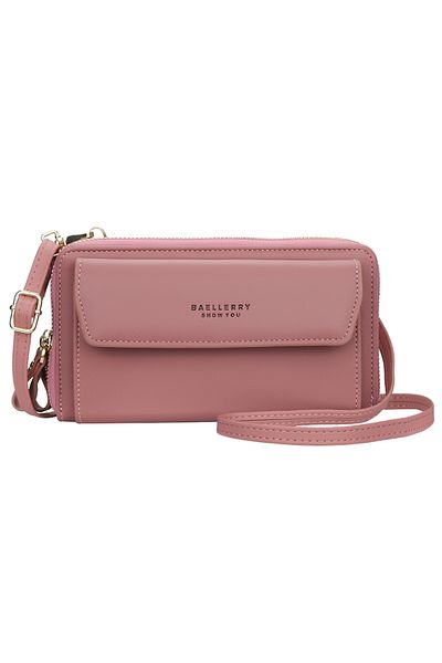 Generic Women's Shoulder Strap Wallet - Dark Pink