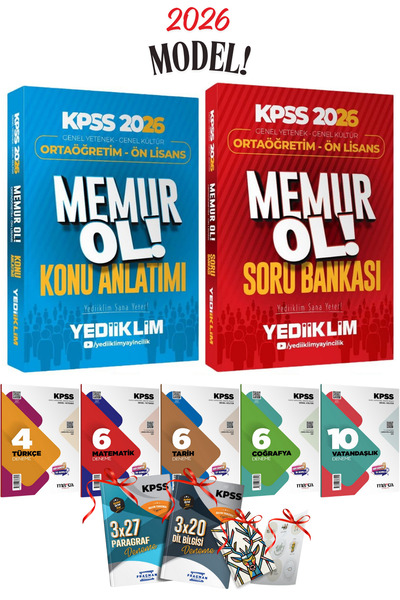 Yediiklim Yayınları 2026 Önlisans-Ortaöğretim KPSS Yediiklim Memur Ol Tek Kitap Konu Anlatımı ve Soru Bankası Seti