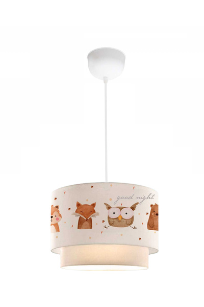 HOMİNG Kids Kumaş Baykuş Baskılı Pasta Çocuk Odası Sarkıt Avizesi Ayd-2993