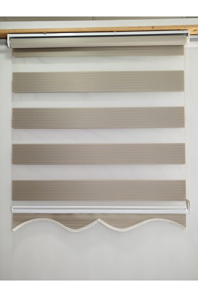 MEKSTOR Dilimli Geniş Pileli Kum Beji Zebra Perde - Alüminyum Sistem