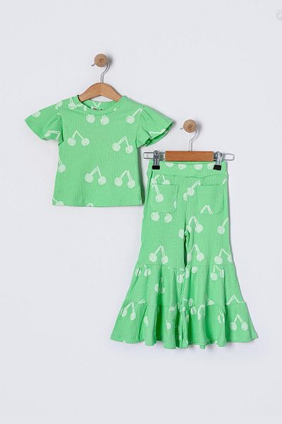 Magu Cotton Cherry Print T-Shirt Girl's Spanish Leg Set