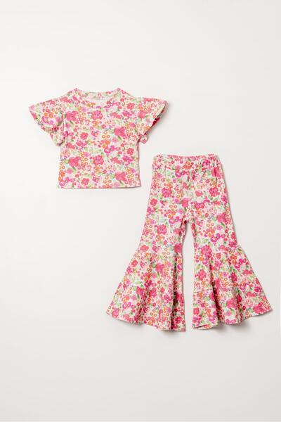 Magu Cotton Cherry Print T-Shirt Girl's Spanish Leg Set