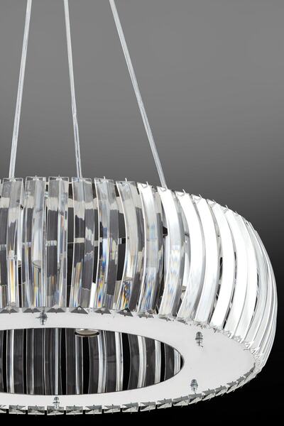 İstanbul Avize Venüs Gümüş 50 Cm Kristal Taşlı Avize