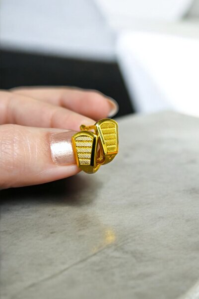 BEYZA DERELİ TAKI AKSESUAR 22 Ayar Fiziki Altın Kaplama Klipsli Trabzon Hasır Küpe