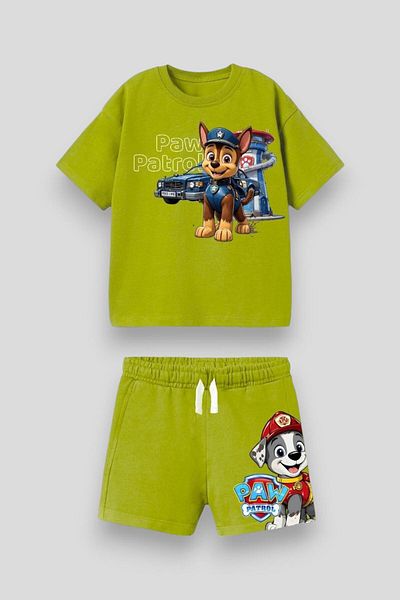 Magu Boys Cotton Paw Oil Printed T-Shirt and Shorts Set