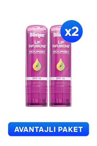Blistex Lip Infusions Nourish - Spf 15 Pürüzsüz Dudaklar Için Besleyici Dudak Bakım Kremi X2