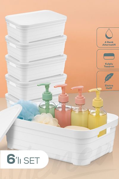 Vienev 8.2 Liter Storage Box with 6 Covers White
